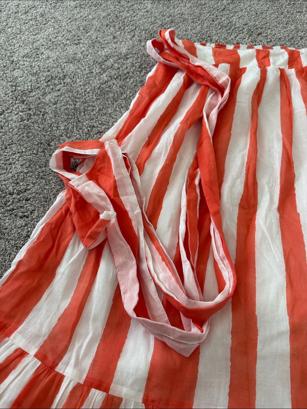 Oliphant Orange and White Striper Tie-Waist Maxi Skirt Small - Picture 4 of 6